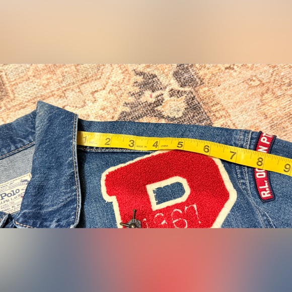 Polo by Ralph Lauren Blue Jean Jacket with Colorful Patches - Picture 12 of 15